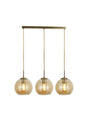 Balls  3Lt Bar Pendant - Antique Brass Metal & Amber Glass