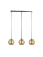 Searchlight Electric Balls  3Lt Bar Pendant - Antique Brass Metal & Amber Glass 1623-3AM