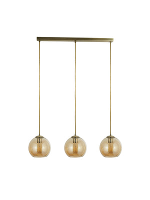 Searchlight Electric Balls  3Lt Bar Pendant - Antique Brass Metal & Amber Glass 1623-3AM