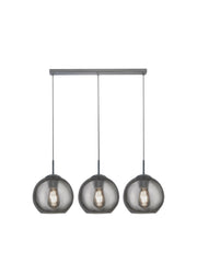 Balls  3Lt Bar Pendant - Chrome Metal & Smoked Glass