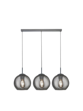 Balls  3Lt Bar Pendant - Chrome Metal & Smoked Glass