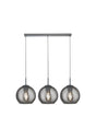Balls  3Lt Bar Pendant - Chrome Metal & Smoked Glass