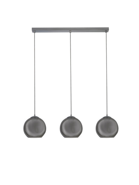 Searchlight Electric Balls  3Lt Bar Pendant - Chrome Metal & Smoked Glass 1623-3SM