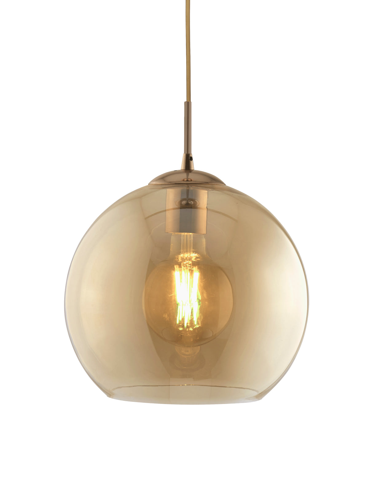 Balls  Pendant  - Antique Brass Metal & Amber Glass