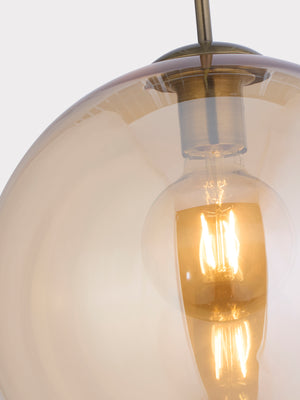 Searchlight Electric Balls  Pendant  - Antique Brass Metal & Amber Glass 1632AM