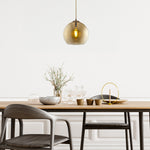 Searchlight Electric Balls  Pendant  - Antique Brass Metal & Amber Glass 1632AM