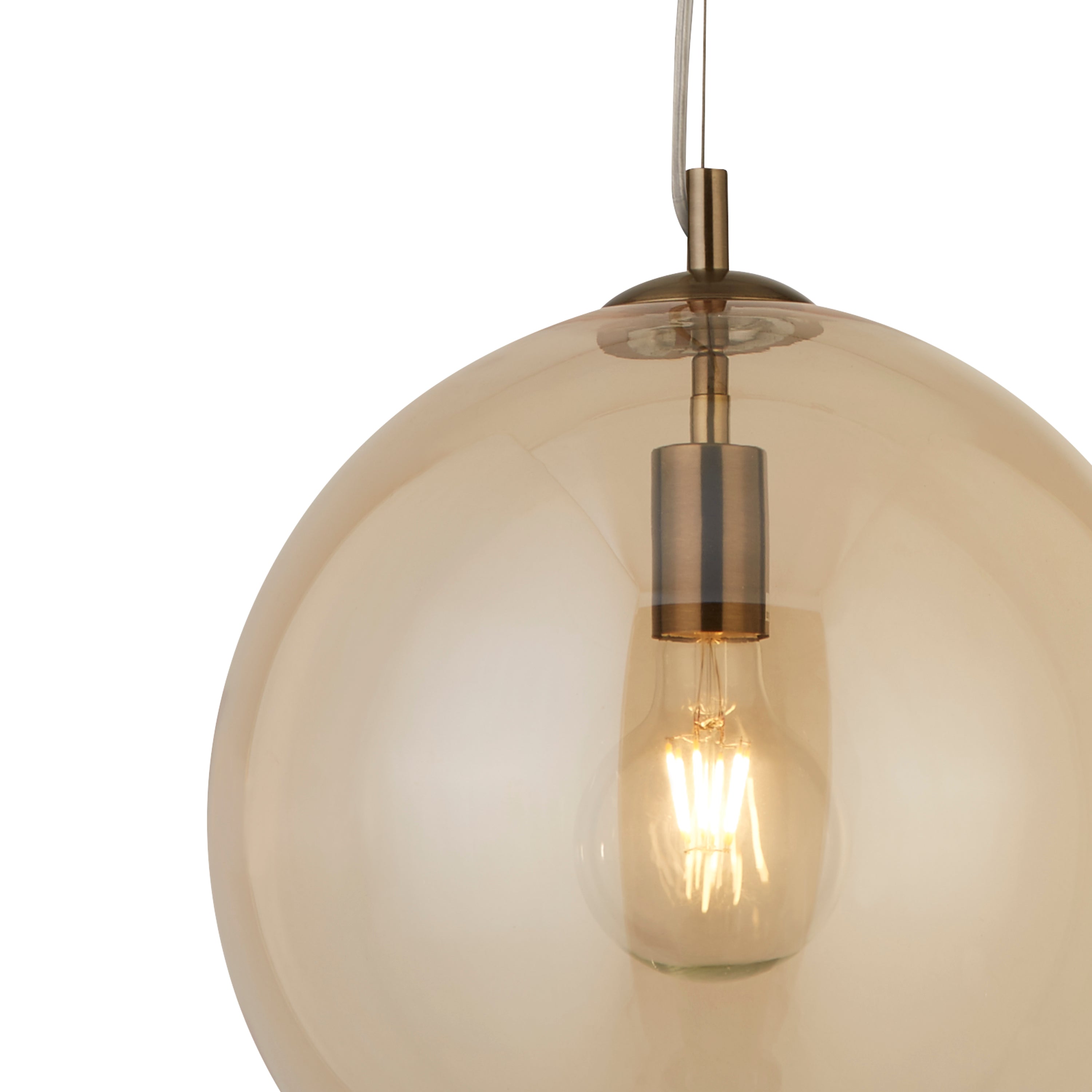 Searchlight Electric Balls  Pendant  - Antique Brass Metal & Amber Glass 1635AM