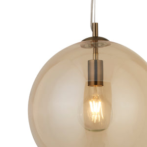 Searchlight Electric Balls  Pendant  - Antique Brass Metal & Amber Glass 1635AM