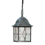 Searchlight Electric Genoa Outdoor Pendant - Black Silver Metal & Leaded Glass 1641