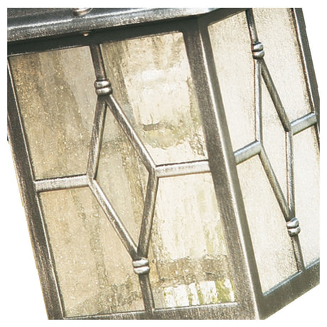 Searchlight Electric Genoa Outdoor Wall Light - Black Silver Metal & Leaded Glass 1642