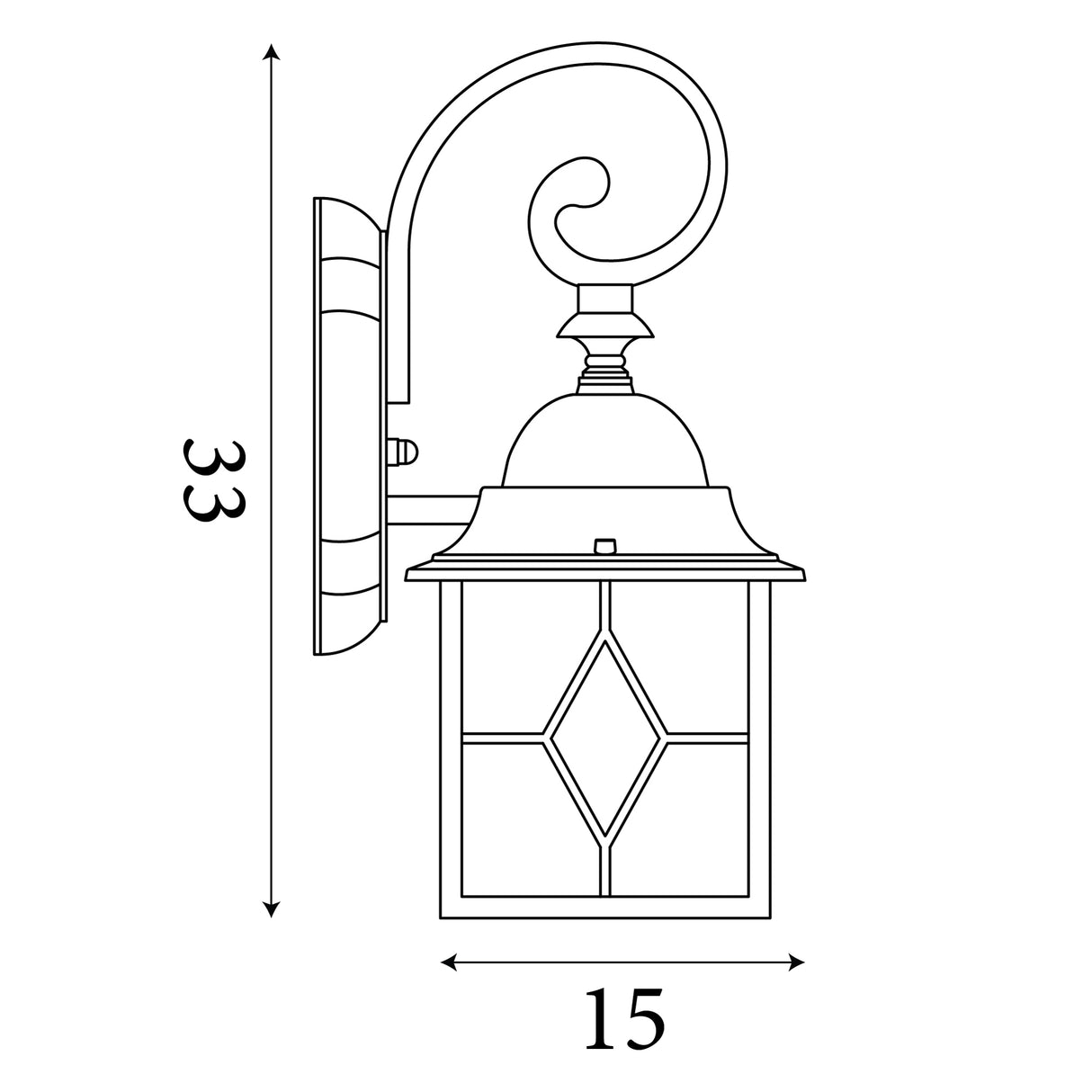 Searchlight Electric Genoa Outdoor Wall Light - Black Silver Metal & Leaded Glass 1642