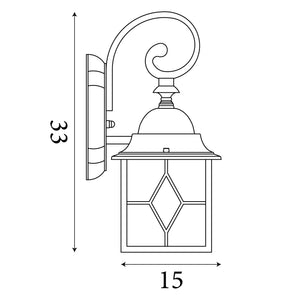 Searchlight Electric Genoa Outdoor Wall Light - Black Silver Metal & Leaded Glass 1642