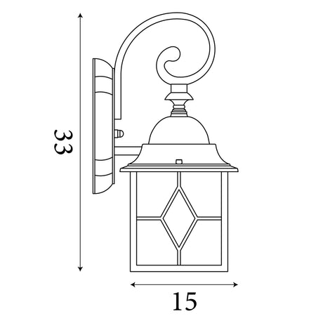 Searchlight Electric Genoa Outdoor Wall Light - Black Silver Metal & Leaded Glass 1642