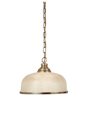 Bistro II Pendant  - Antique Brass & Holophane Style Glass