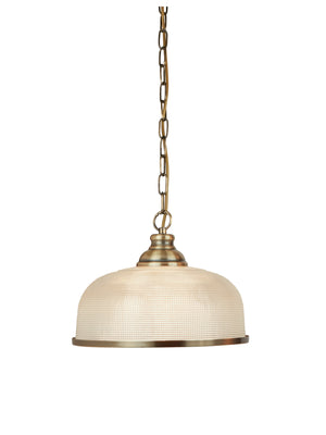 Bistro II Pendant  - Antique Brass & Holophane Style Glass