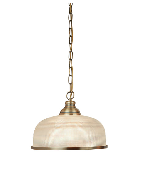 Bistro II Pendant  - Antique Brass & Holophane Style Glass