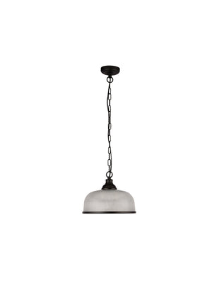 Searchlight Electric Highworth Pendant - Matt Black Metal & Holophane Style Glass 1682BK