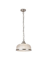 Bistro II Pendant  - Satin Silver & Holophane Style Glass
