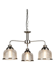 Bistro II 3Lt Pendant- Satin Silver & Holophane Style Glass
