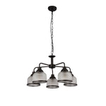 Searchlight Electric Highworth 5Lt Pendant - Black Metal & Holophane Style Glass 1685-5BK