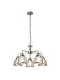 Bistro II 5Lt Pendant- Satin Silver & Holophane Style Glass