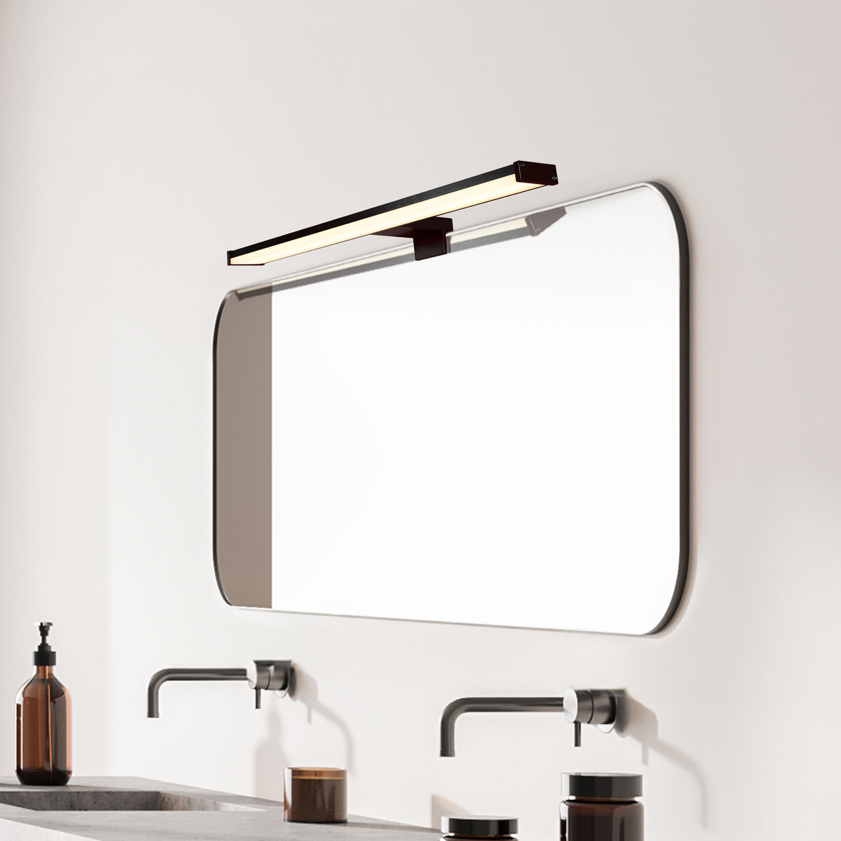 Searchlight Electric Kos LED Bathroom Mirror Light - Black 17004-60BK