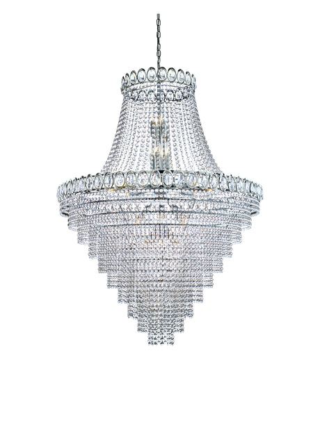 Louis Phillipe  28Lt Chandelier - Chrome Metal & Crystal