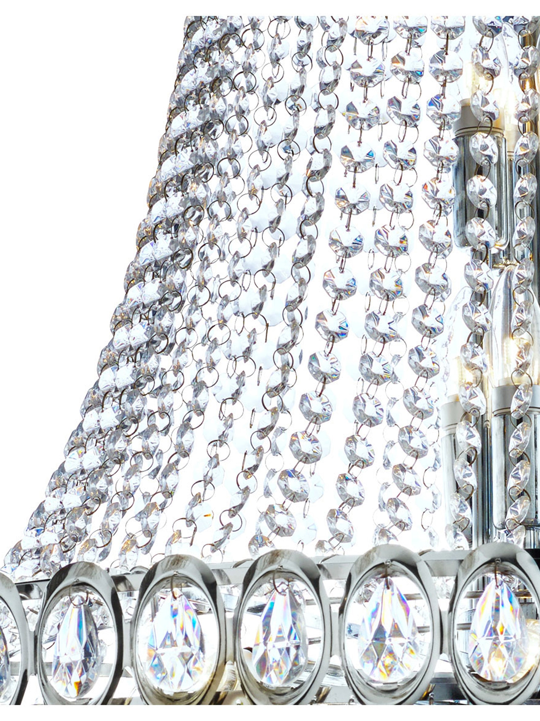 Searchlight Electric Louis Phillipe  28Lt Chandelier - Chrome Metal & Crystal 1711-102CC