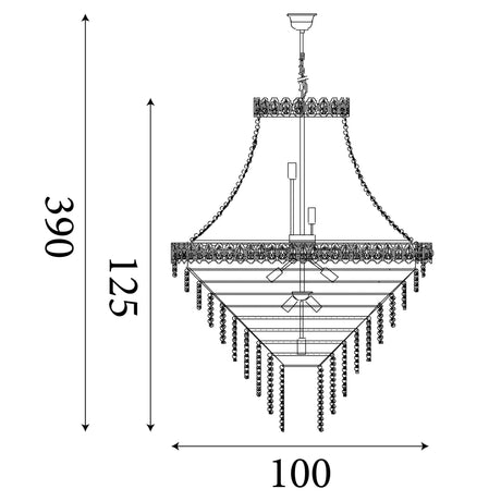 Searchlight Electric Louis Phillipe  28Lt Chandelier - Chrome Metal & Crystal 1711-102CC