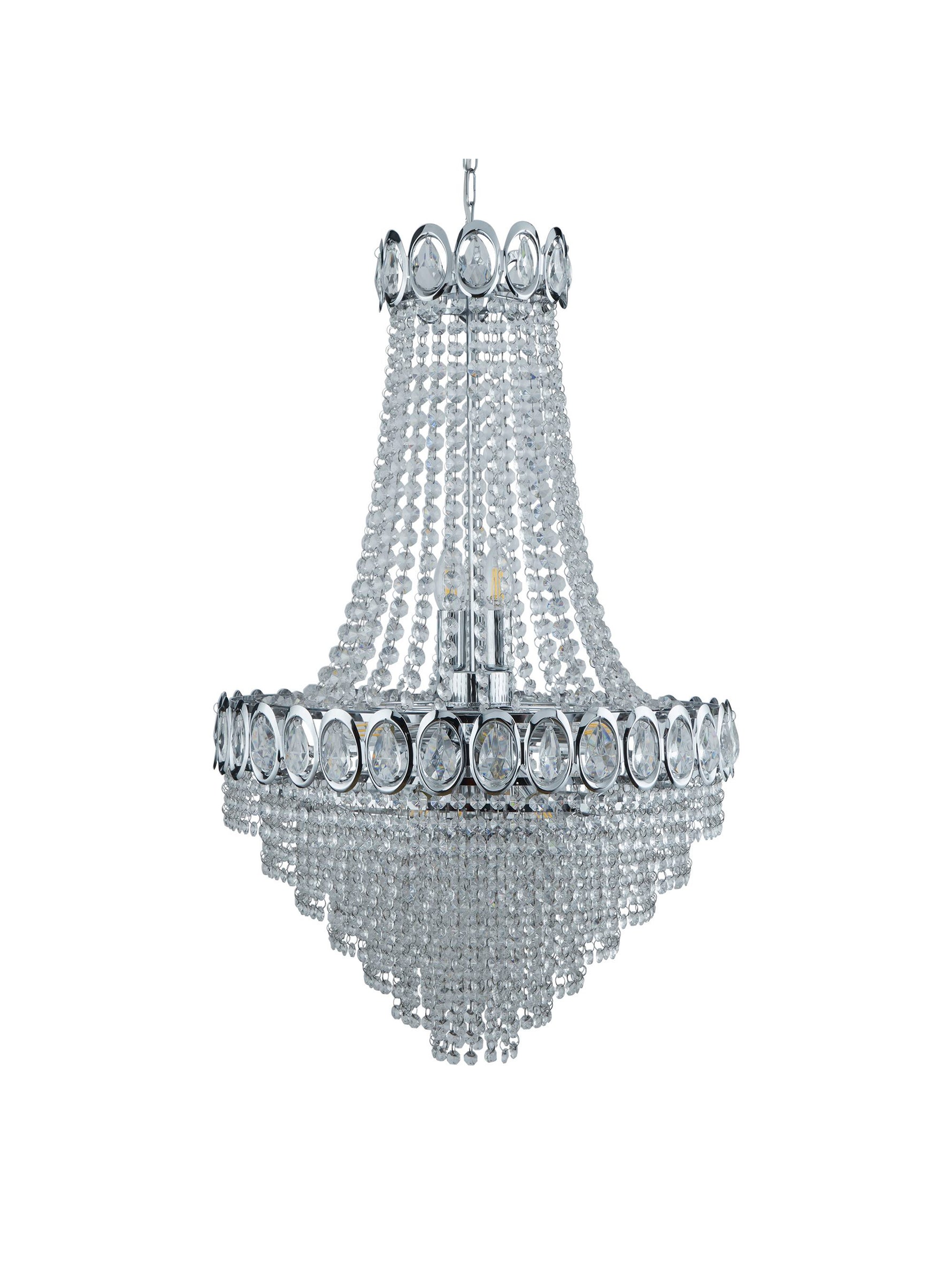 Searchlight Electric Louis Phillipe  11Lt Chandelier - Chrome Metal & Crystal 1711-11CC