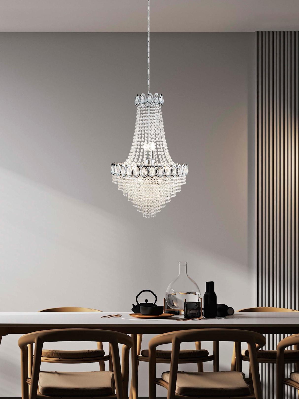 Searchlight Electric Louis Phillipe  11Lt Chandelier - Chrome Metal & Crystal 1711-11CC