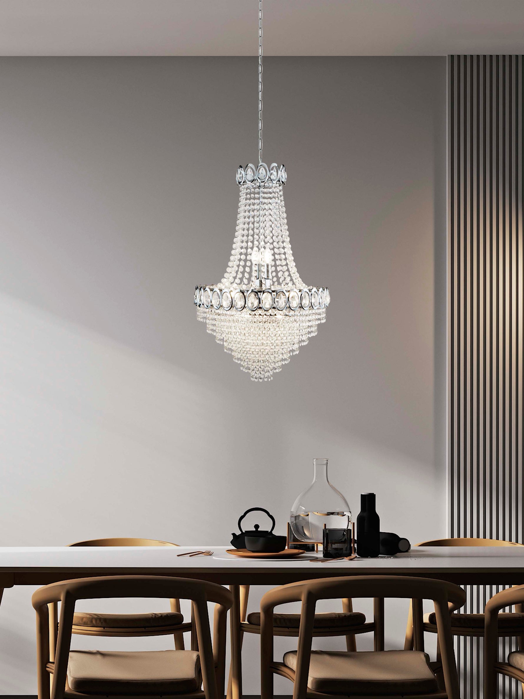 Searchlight Electric Louis Phillipe  11Lt Chandelier - Chrome Metal & Crystal 1711-11CC