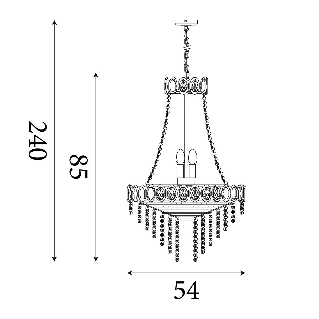 Searchlight Electric Louis Phillipe  11Lt Chandelier - Chrome Metal & Crystal 1711-11CC