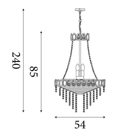Searchlight Electric Louis Phillipe  11Lt Chandelier - Chrome Metal & Crystal 1711-11CC