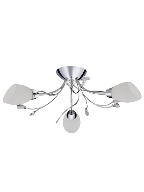 Searchlight Electric Gardenia 3Lt Flush - Polished Chrome & Glass 1763-3CC