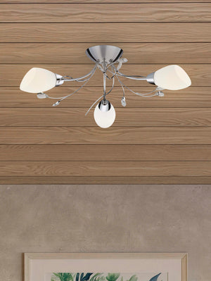 Searchlight Electric Gardenia 3Lt Flush - Polished Chrome & Glass 1763-3CC