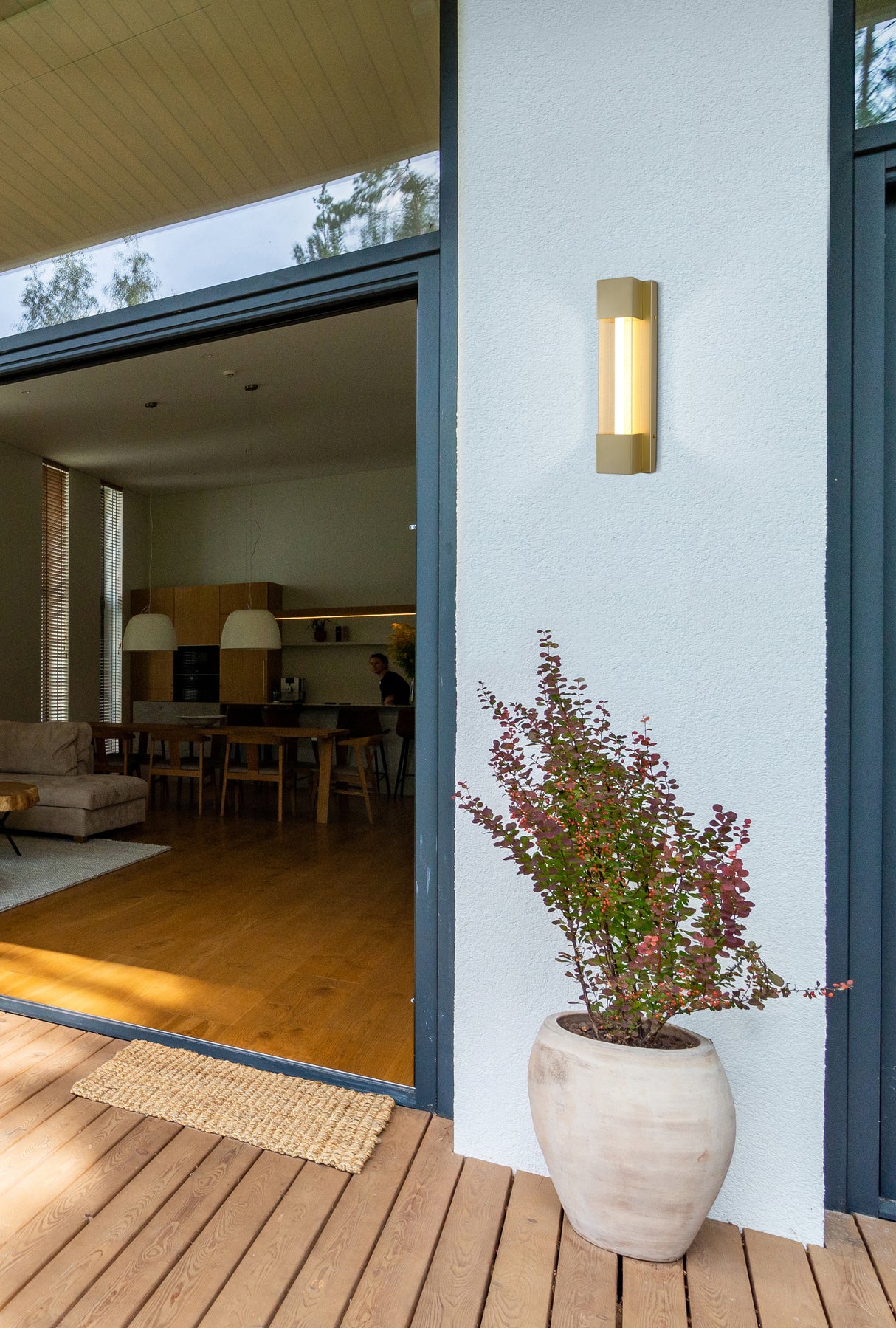 Searchlight Electric Sacramento OD LED Wall Light - Stainless Steel, Painted Gold 17660GO