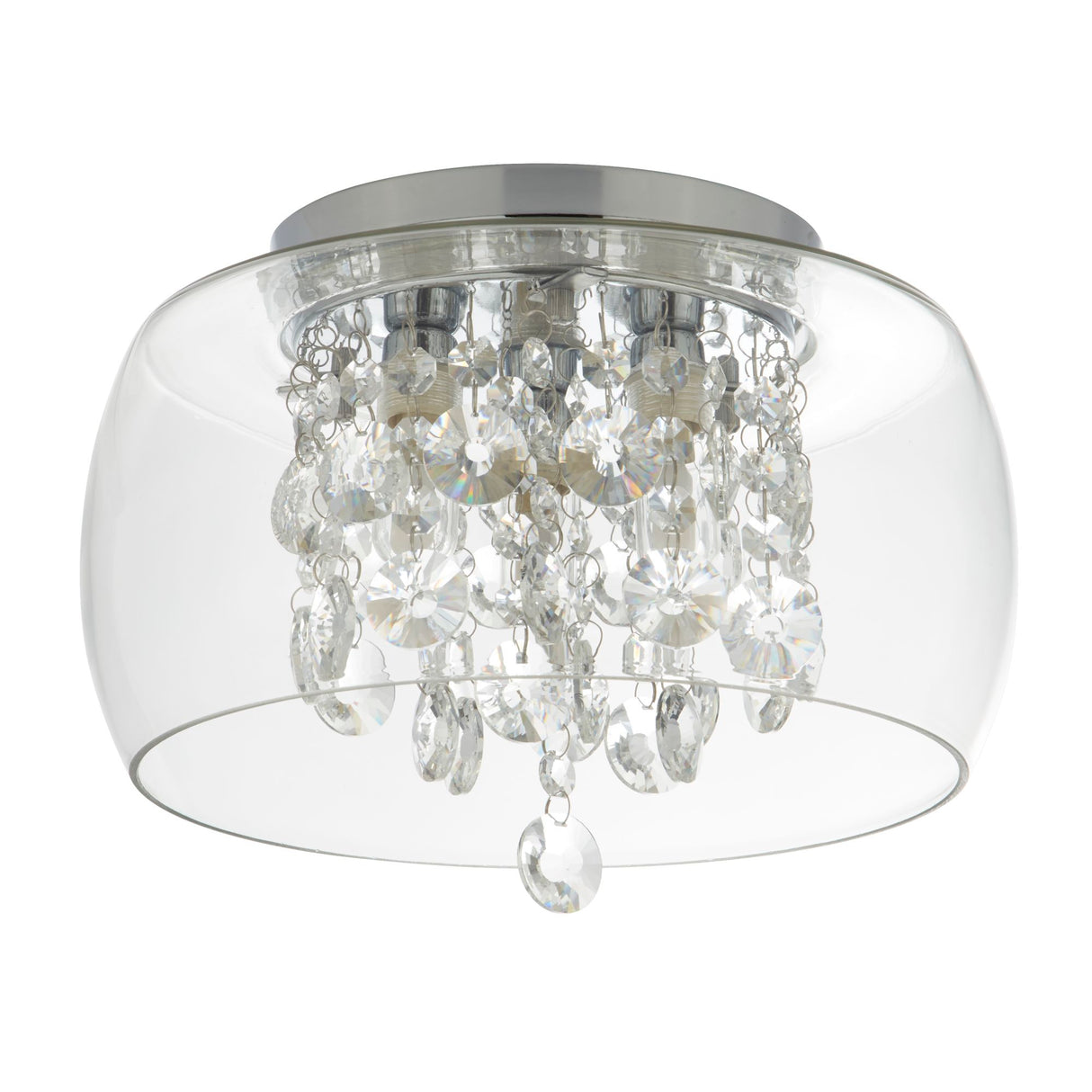 Searchlight Electric Curva 3Lt Bathroom Flush - Chrome Metal & Crystal Glass 1773CC