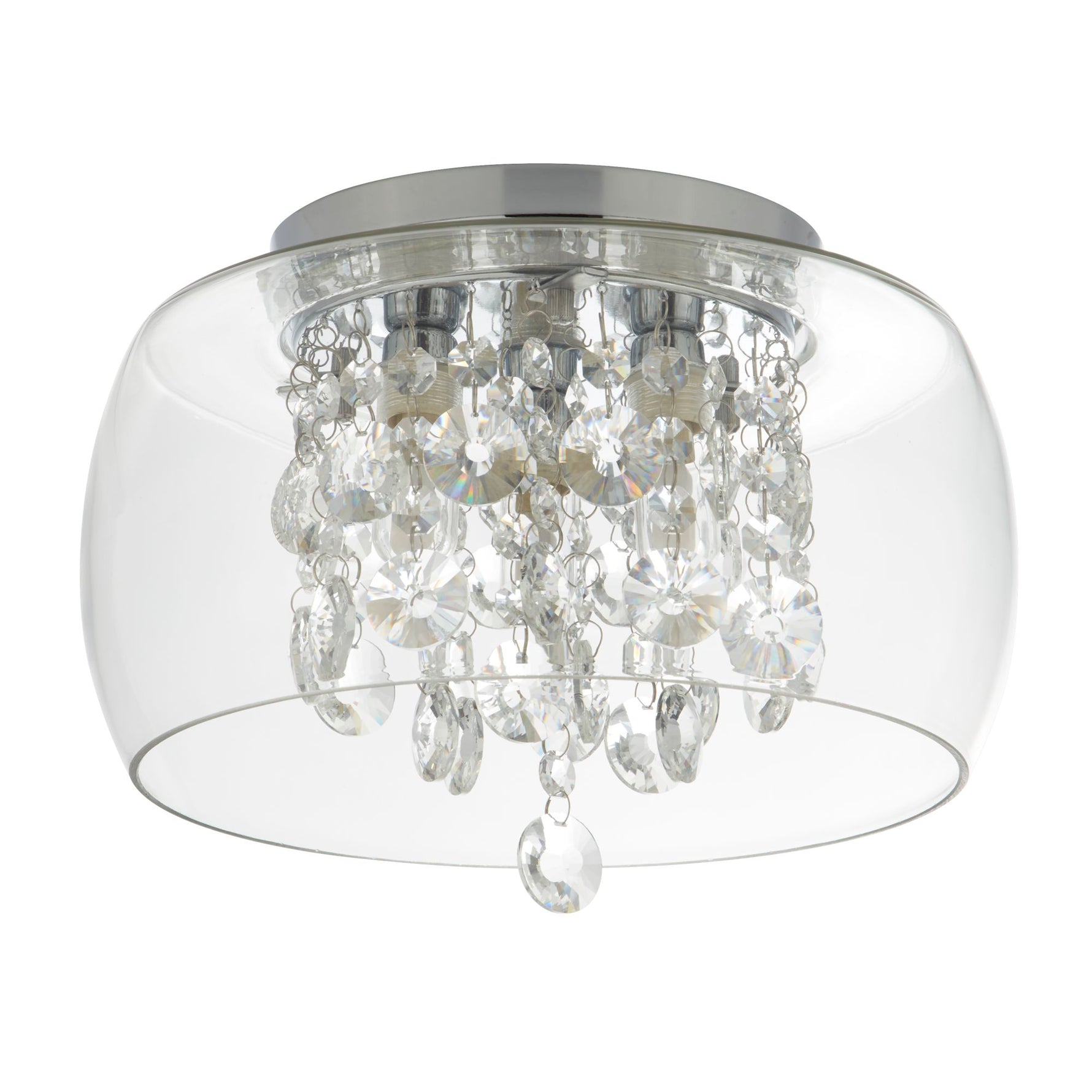 Searchlight Electric Curva 3Lt Bathroom Flush - Chrome Metal & Crystal Glass 1773CC