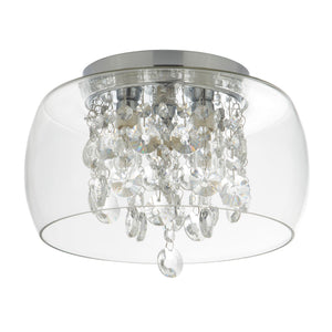 Searchlight Electric Curva 3Lt Bathroom Flush - Chrome Metal & Crystal Glass 1773CC