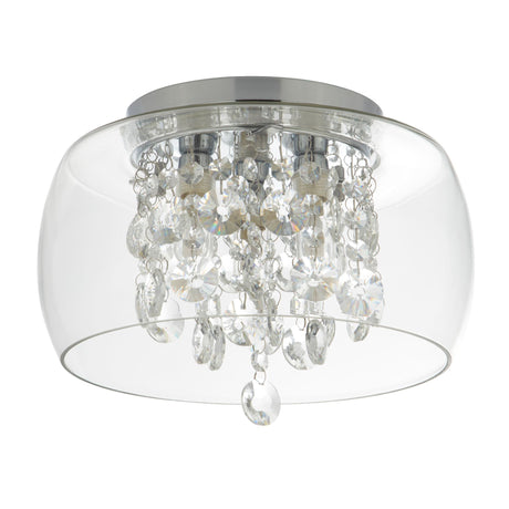 Searchlight Electric Curva 3Lt Bathroom Flush - Chrome Metal & Crystal Glass 1773CC