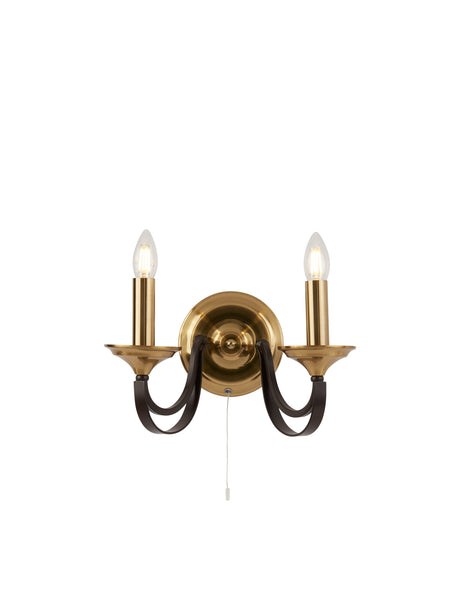 Belfry 2Lt Wall Light - Dark Bronze & Brown Metal
