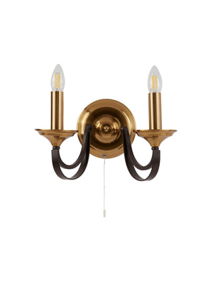 Searchlight Electric Belfry 2Lt Wall Light - Dark Bronze & Brown Metal 1842-2BZ