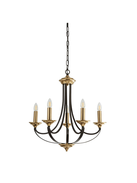 Searchlight Electric Belfry 5Lt Pendant - Dark Bronze & Brown Metal 1845-5BZ
