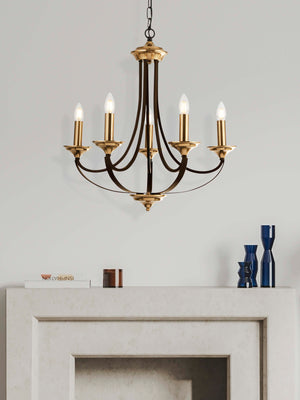 Searchlight Electric Belfry 5Lt Pendant - Dark Bronze & Brown Metal 1845-5BZ