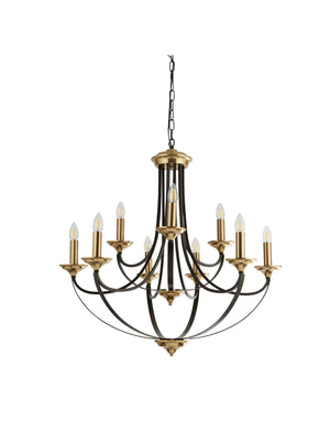 Searchlight Electric Belfry 9Lt Pendant - Dark Bronze & Brown Metal 1849-9BZ