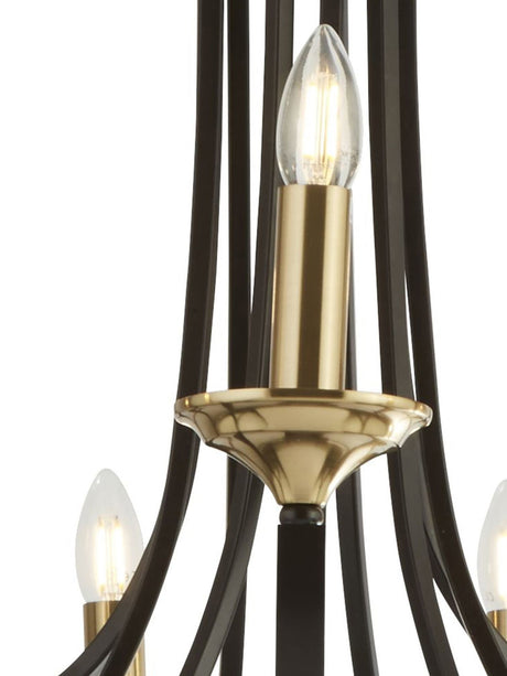Searchlight Electric Belfry 9Lt Pendant - Dark Bronze & Brown Metal 1849-9BZ