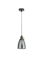 Searchlight Electric Camden 1Lt Pendant  - Black Chrome Metal & Smoked Glass 1921-1BC