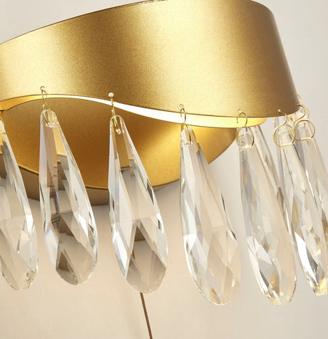 Searchlight Electric Jewel 2Lt Wall Light - Gold Metal & Crystal 19211-2GO