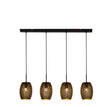 Laser 4Lt Bar Pendant - Black & Gold Laser Cut Metal